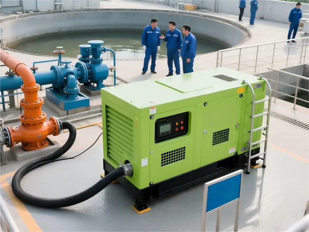 How are diesel generators used in wastewater treatment?